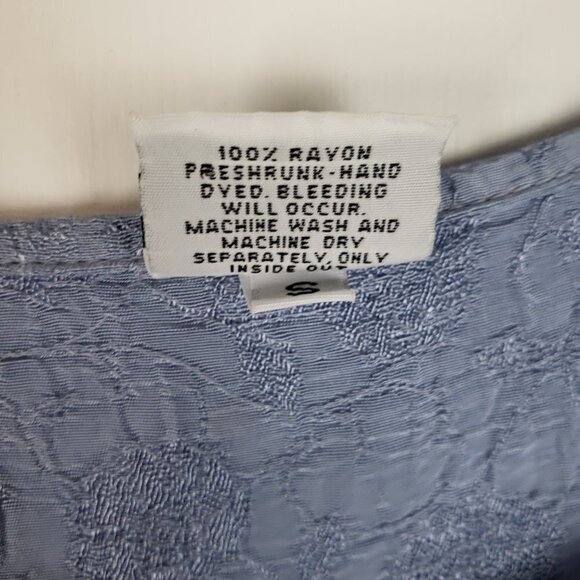 CP Shades Button Up Top Blue Crinkle Rayon 3/4 Sleeve Boxy Lagenlook Size Small - Picture 4 of 5